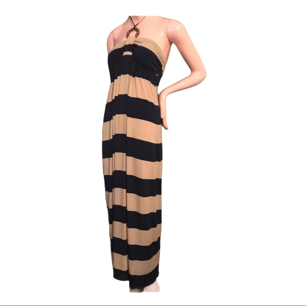 En Focus Studio Striped Halter Top Maxi Dress
